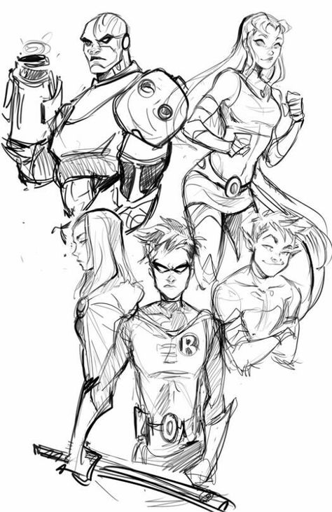 Original Teen Titans, Teen Titans Fanart, Teen Titan, Raven Teen Titans, Beast Boy, Character Sketches, Teen Titans Go, Dc Comic, Dc Comics Art