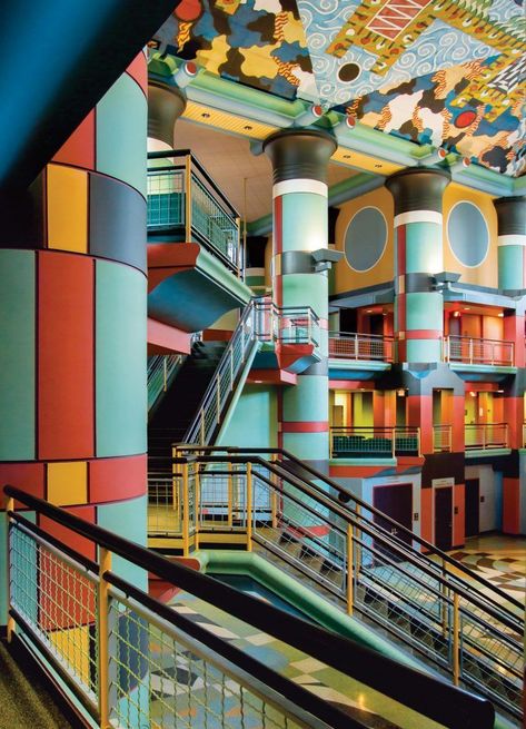 See the Most Radical Postmodern Interiors from Around the World - Galerie Postmodern Interior Design, Postmodern Architecture, Post Modern Architecture, Architecture Art Nouveau, Rice University, Luxury London, Architectural Styles, Memphis Design, Kids Area