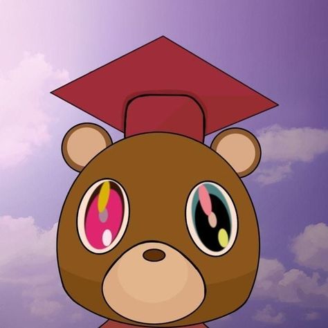 Kanye West Painting, Kanye Graduation, Kanye West Graduation Bear, Kanye West Bear, Kanye West Wallpaper, Graduation Bear, Rapper Art, Cute Canvas Paintings, Jetski