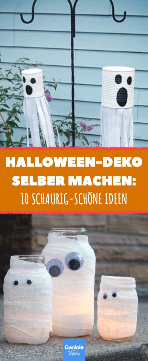 Halloween-Deko selber machen: 10 schaurig-schöne Ideen 10 Ideen für selbstgemachte Halloween-Dekoration Selbstgemachte Halloween-Deko ist doch immer noch am schönsten. Hier findest du 10 DIY- und Upcycling-Ideen, die garantiert für eine gruselige Atmosphäre in deinem Zuhause sorgen! #halloween-dekoration #diy-ideen #upcycling #gruselige atmosphäre #bastelideen halloween Diy Halloween Dekoration, Kindergarten Portfolio, Halloween Diy Outdoor, Fun Halloween Crafts, Halloween Deco, Halloween Paper, Samhain, Creative Kids, Olaf The Snowman