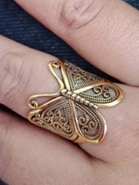 Gold Butterfly Ring, Butterfly Rings, Cheap Rings, Filigree Pattern, Womens Rings Fashion, Stones Jewelry, Women's Rings, Vintage Punk, Butterfly Ring