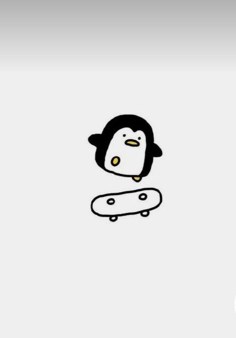 Penguin Sketch Cute, Simple Doodles Tattoo Ideas, Small Penguin Drawing, Penguin Doodle Simple, Animals On Skateboards Drawing, Animals On Skateboards Tattoo, Simple Whiteboard Doodles, Mini Drawings Sketches Easy, Dry Erase Drawings Easy