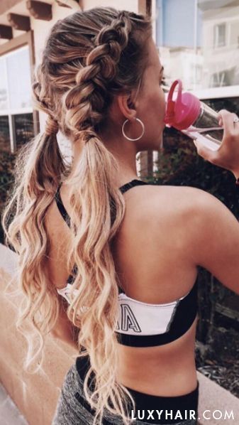 . Fishtail Hairstyles, Boxer Braids, Blond Balayage, Luxy Hair, Workout Hairstyles, Box Braid, Hairstyles Wedding, Penteado Cabelo Curto, Dirty Blonde