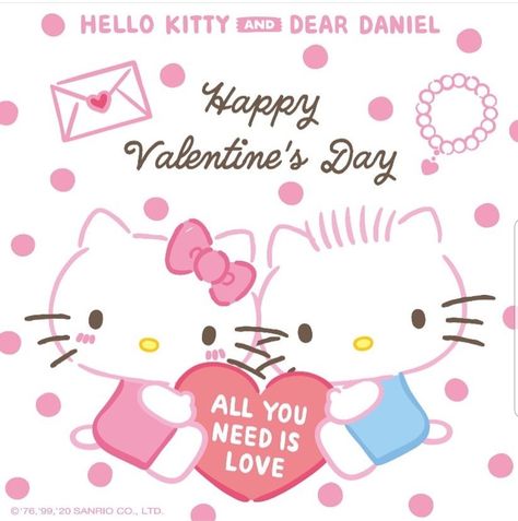 Sanrio Valentines, Kitty Couple, Dear Daniel, Hello Kitty Imagenes, Hello Kitty Crafts, Hello Kitty Themes, Hello Kitty Friends, Happy Valentines Day Card, Hello Kitty Halloween