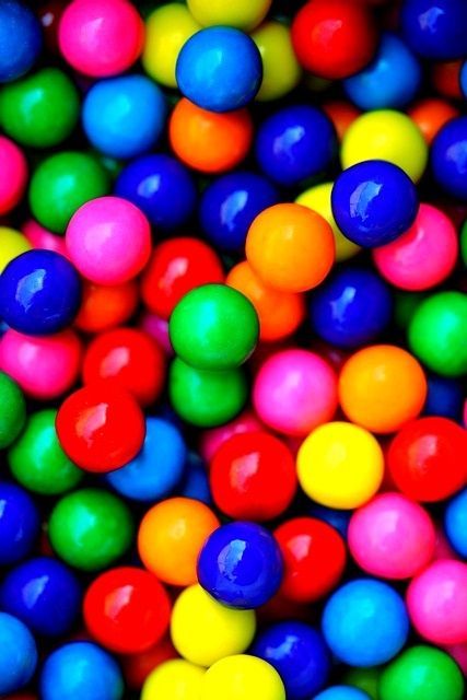 Bright colored gumballs Bubble Gum, Gum, Rainbow, Health