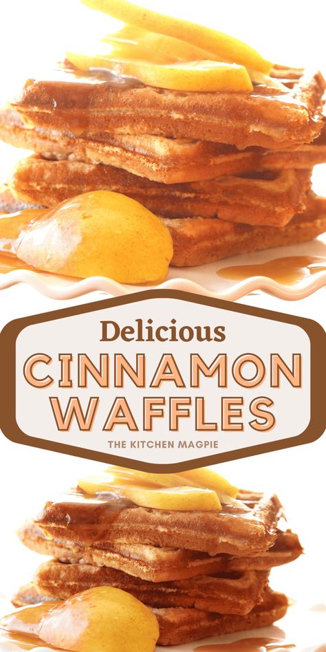 Cinnamon Waffles - The Kitchen Magpie Sugar Waffles Recipe, Cinnamon Bun Waffles, Mini Waffle Recipe, Brunch Waffles, Waffle Breakfast, Cinnamon Waffles, Air Fryer Recipes Appetizers, Waffle Iron Recipes, Brunch Desserts