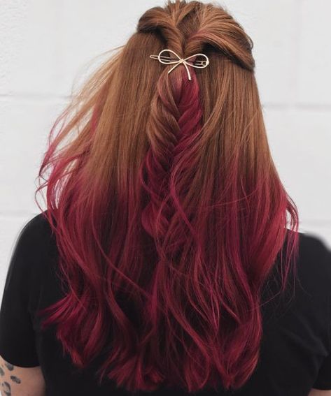 28 Blazing Hot Red Ombre Hair Color Ideas in 2021 Red Tipped Hair, Light Brown And Burgundy Hair, Brown To Color Ombre Hair, Brown Hair Ombre Red, Natural Red Hair With Dyed Tips, Red Tip Hair, Red And Light Brown Hair, Brown Hair With Red Tips Dip Dye, Red Ombre Hair Color For Brunettes