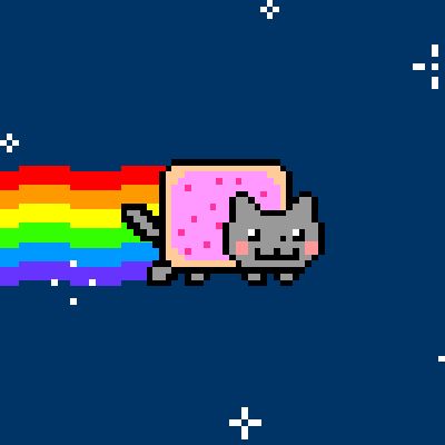 Just a cat that has a poptart for a stomach. And is running while not noticing that a rainbow is coming out of his/her butt. Nya Cat, Scene Icons, Pixel Gif, 2010s Nostalgia, Scene Core, Arte 8 Bits, Nyan Cat, Rainbow Cat, Scene Art