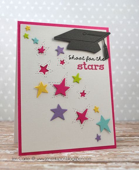 Graduation Card Sayings, Jen Carter, Graduation Cards Handmade, Shoot For The Stars, Graduation Crafts, Grad Cards, Frantic Stamper, Preschool Graduation, Card Sayings