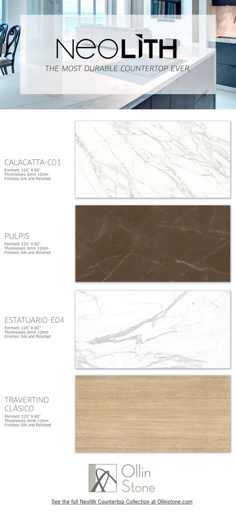 Neolith Sintered Slabs make for the most durable yet  beautifully designed countertop surface on the market. Neolith Slab are also a great solution for flooring & walls. See the full collection at: http://ollinstone.com/product-category/neolith-compact-surfaces/ Neolith Countertop Kitchens, Neolith Countertops, Neolith Countertop, Sintered Stone Countertops, Limestone Countertops, Ski House Decor, Durable Countertops, Porcelain Countertops, Cambria Countertops