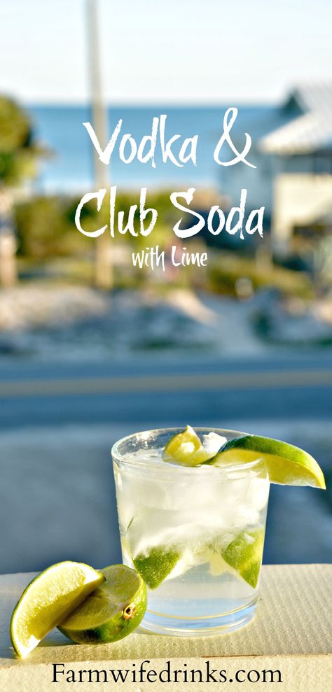 Tito's vodka and club soda with lots of lime is my favorite go-to cocktail recipe when I want a light but stiff drink at the beach or after a long day. Club Soda Drinks, Coffe Drinks, Low Carb Alcohol, Picnic Potluck, Low Calorie Cocktails, Vodka Lime, Smirnoff Vodka, Strawberry Drinks, Vodka Soda