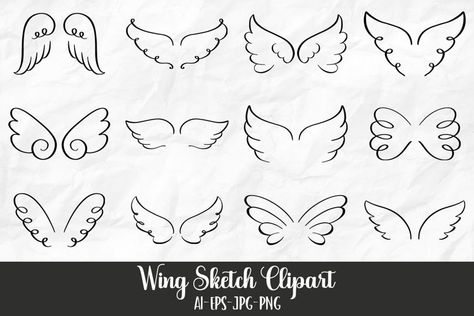 Angel Wings Drawing Simple, Angel Wings Sketch, Wings Images, Angel Wings Images, Wings Clipart, Fabric Wings, Wings Sketch, Angel Wings Drawing, Sketch Images