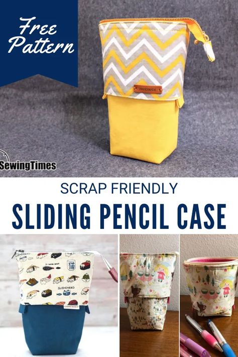 Sliding Pencil Case – Sewing With Scraps Pencil Pouch Pattern, Sewing With Scraps, Diy Crafts Pencil Case, Pencil Pouch Diy, Pencil Case Sewing, Pencil Case Pattern, Kids Pencil Case, Diy Pencil Case, Crochet Christmas Ornaments Free