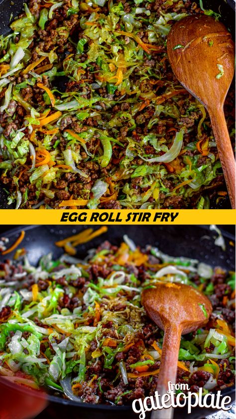 Egg Roll Stir Fry - From Gate To Plate Eggroll Bowl, Egg Roll Skillet, Egg Roll Stir Fry, How To Make Eggs, Carrot And Ginger, Egg Roll, Shredded Carrot, Feeding A Crowd, Egg Rolls