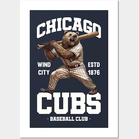 Chicago Cubs Retro -- Choose from our vast selection of art prints and posters to match with your desired size to make the perfect print or poster. Pick your favorite: Movies, TV Shows, Art, and so much more! Available in mini, small, medium, large, and extra-large depending on the design. For men, women, and children. Perfect for decoration. Chicago Cubs Decor, Sports Theme Room, Cubs Decor, Sports Posters, Cubs Baseball, Chicago Sports, Retro Wall, Sports Theme, Chicago Cubs