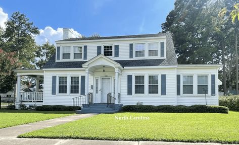 c.1936 North Carolina Colonial Revival $185K Central Hall, Side Porch, Old Houses For Sale, Starter Home, Colonial Revival, Rural Landscape, Water Views, Architectural Salvage, Historic Homes