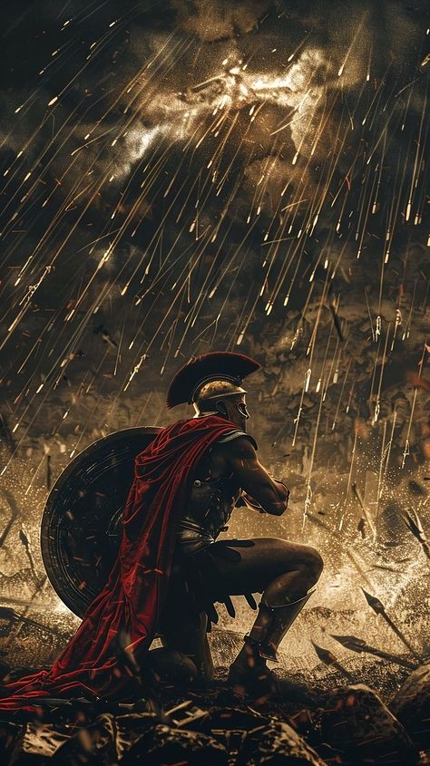 300 Spartans Tattoo, Fireworks Painting, The Menendez Brothers, Wallpaper Man, Warrior Concept Art, Roman Soldier, Warriors Wallpaper, Greek Warrior, Rain Art