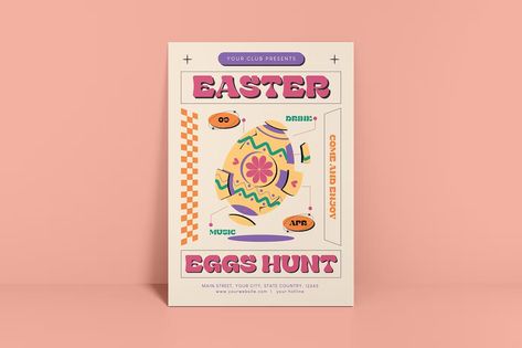 Easter Egg Hunt Flyer Get it now!! #flyer #flyerdesign #flyertemplate #flyertemplates #summer #summersale #flyermusic #bestfyler #freefyler #printtemplate #promotion #halloween #christmasflyer #wintersale #adversting #premiumdesign #freedesign #bestdesign #summerparty #halloweenparty #envato #envatomarket #graphicriver #envatoelements #summerflyer #halloweenflyer #creativemarket #freepik #behance #shutterstock #dribbble Design Poster Inspiration, Easter Egg Hunt Flyer, Retro Design Poster, Egg Poster, Current Graphic Design Trends, Easter Poster Design, Easter Drink, Easter Flyers, Easter Poster