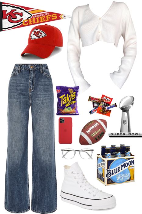 Nfl Draft Outfit Women, Super Bowl Casual Outfits, Super Bowl Outfit Ideas, Superbowl Looks, What To Wear To A Super Bowl Party, Chiefs Super Bowl Outfit, Superbowl Fits, Super Bowl Outfits For Women 49ers, Cute Super Bowl Outfits For Women