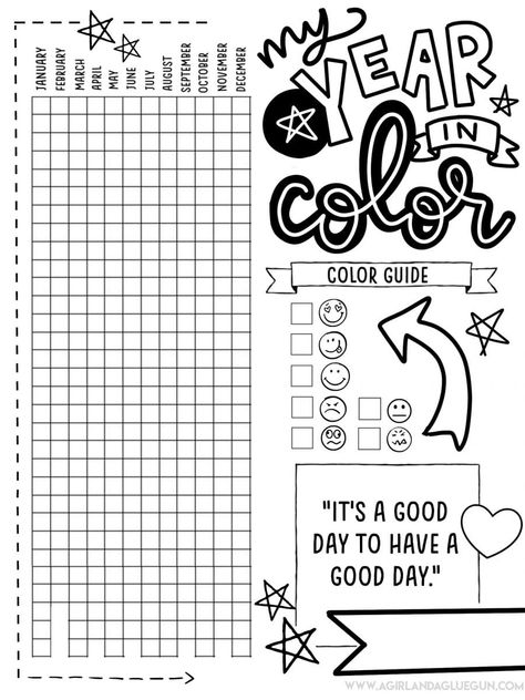 My year in color printables Year In Color, Color Printables, Bullet Journal Ideas Templates, Bullet Journal Mood Tracker Ideas, Bullet Journal Paper, Bullet Journal Tracker, Bullet Journal Printables, Bullet Planner, Bullet Journal Mood