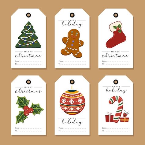 Christmas gift tag set | Premium Vector #Freepik #vector #christmas-gift #christmas-set #christmas-decoration #christmas