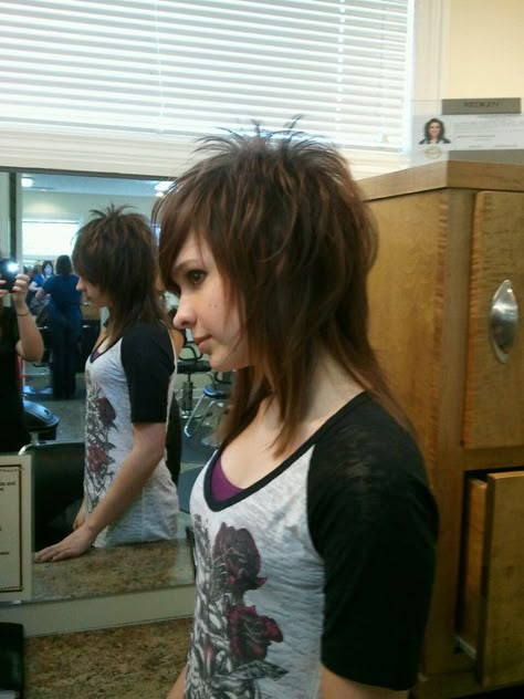 hair by Lauren Keck at Salon Allure in Huntsville, Alabama Scene Hair Short, Rocker Hair, Modern Shag Haircut, Short Scene Hair, Short Sassy Haircuts, Sassy Haircuts, Emo Scene Hair, Shaggy Short Hair, Huntsville Alabama