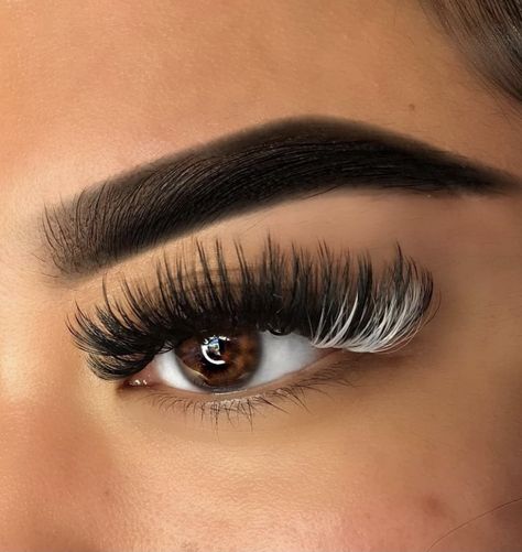 White Lash Extensions Styles, Color Eyelashes Extensions, Colorful Lashes Extensions, Lashes Color Eyelashes, Lash Extensions With White Lashes, Black And White Eyelash Extensions, Colour Eyelash Extensions, Lashes Extensions Color, Colorful Eyelash Extensions