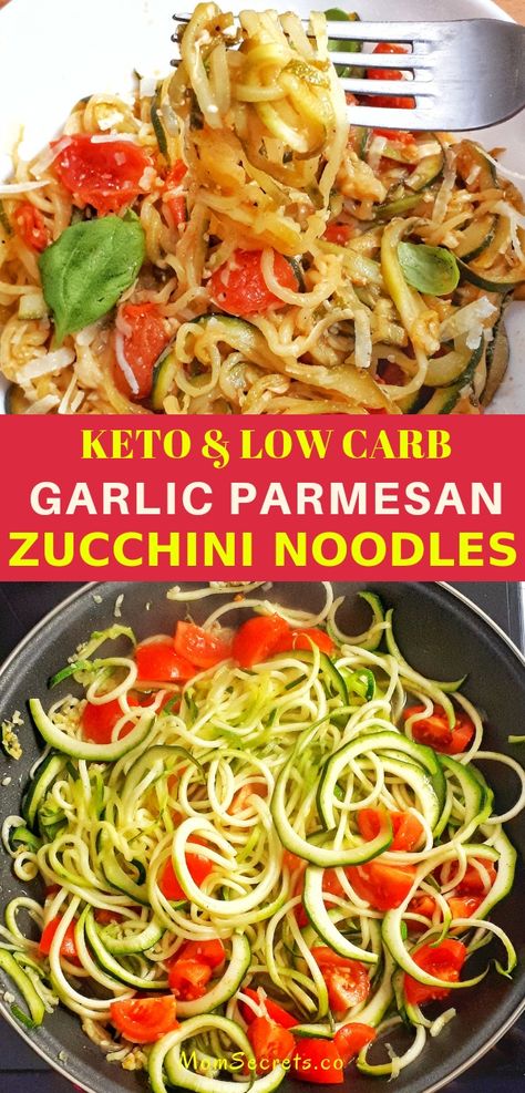 Learn how to make spiralized zucchini with garlic and parmesan that is so satisfying and delicious and makes an amazing keto dish! Parmesan Zucchini Noodles, Garlic Parmesan Zucchini, Cook Zucchini Noodles, Zucchini Pommes, Zucchini Pasta Recipes, Cleaner Eating, Zucchini Noodle Recipes, Pastas Recipes, Spiralized Zucchini