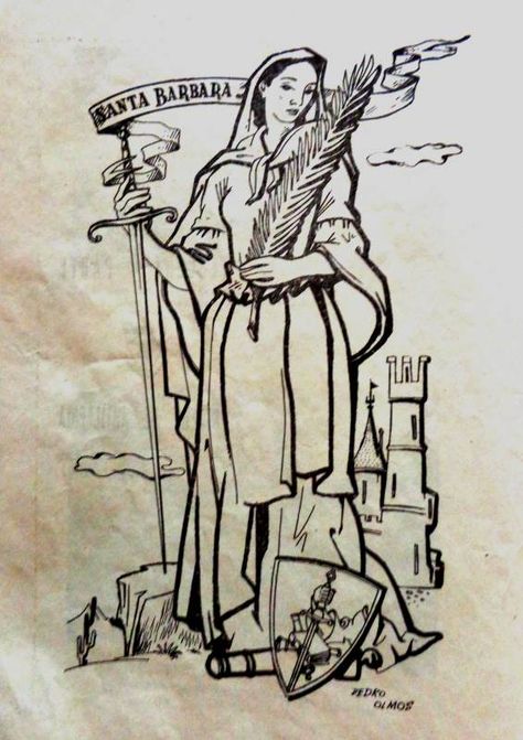 Saint Barbara Tattoo, St Barbara, Saint Barbara, Grill Area, Catholic Art, Santa Barbara, Tattoo Ideas, Humanoid Sketch, Tattoos