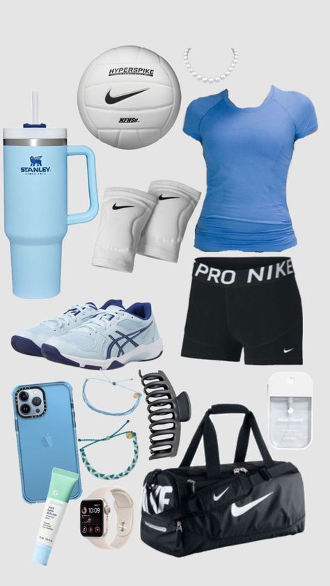 volley ball fit ! #volleyball #outfitinspo #sports #beauty #vibes #fyp #fypshuffle #cute #aesthetic #blue Vollyball Outfits, Volleyball Outfit, Athletic Outfit, Gymwear Outfits, Look Legging, Beauty Vibes, Cute Nike Outfits, Cheer Outfits, Fitness Wear Outfits