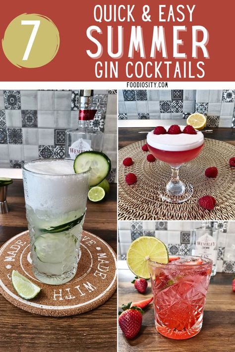 Summer is the best season to have a great cocktail, and gin cocktails are something special so I decided to make this list for you, trust me it wasn’t easy to stop at only 7 summer gin cocktails since there are a lot more that can work, but I don’t want to overwhelm you. Gin Cocktails Easy, Summer Gin Cocktails, Easy Gin Cocktails, Clover Club Cocktail, Gimlet Cocktail, Cocktails Easy, Gin Fizz Cocktail, Strawberry Gin, Strong Cocktails