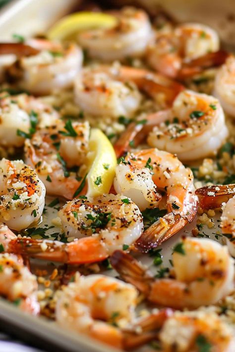 Parmesan-Garlic Oven-Roasted Shrimp - An Organized Chaos Garlic Parmesan Roasted Shrimp, Shrimp Skewers In Oven, Argentina Shrimp Recipes, Garlic Parm Shrimp, Shrimp Parm, Roasted Garlic Shrimp, Oven Shrimp, Garlic Shrimp Recipes, Garlic Oven