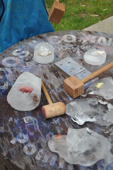 Outdoor Provocations, Winter Eyfs, Ice Activities, Family Daycare, June Month, Ice Play, Tuff Spot, Sensory Lights, Month End