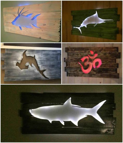 Welcome 2017 & Best-of 2016: Your 10 Most Preferred Pallet Ideas • 1001 Pallets Deco Marine, Pallet Wall Art, Woodworking Bed, Wood Working Ideas, Woodworking Patterns, Wall Art Lighting, Pallet Creations, Pallet Wall, Tableau Art