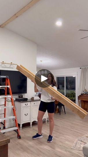 Facebook Installing Faux Beams, Delancey Diy, Fake Beam, Hone Decor, Faux Beams, Faux Wood Beams, House Decorations, 10k Views, Wood Beams