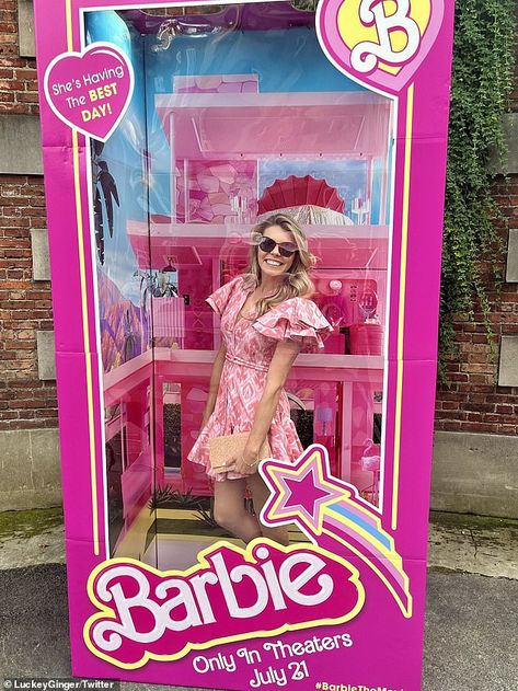 Gaetz posed in a giant Barbie box, one of the attractions for guests at the party Barbie Museum, Barbie Box, Smithsonian Museum, Movies Box, Pink Cocktails, Barbie Party, Pink Eyeshadow, Star Wars Memes, Barbie Movies