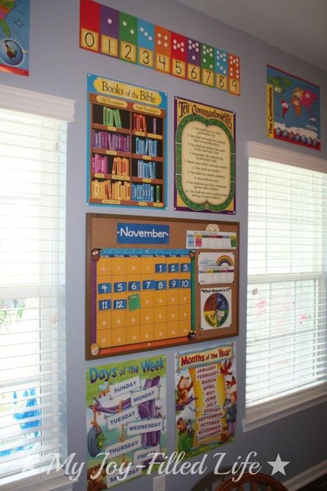 My Joy-Filled Life: Our Homeschool Room Reveal {finally}....one of my dreams!!! House Playroom, Homeschooling Room, Lds Nursery, Daycare Setup, Homeschool Room Design, Homeschool Room Organization, Preschool Rooms, Homeschool Decor, Homeschool Room