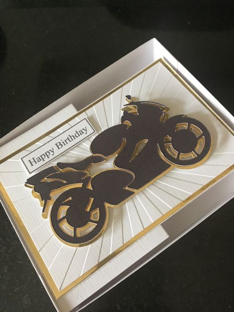 Motorcycle Cards, Motorcycle Diy, Male Birthday, Hand Crafted Cards, Sports Birthday, Birthday Cards For Men, Cricut Design Space, Male Cards, Man Birthday