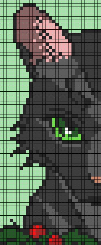 Black Cat Alpha Pattern, Warrior Cats Pixel Art, Cat Tapestry Crochet Pattern, Therian Pixel Art, Alpha Patterns Cat, Cat Alpha Pattern, Goth Pixel Art, Pixley Art, Black Cat Pixel Art