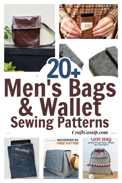 Wallet Sewing Pattern Mens, Mens Wallet Pattern Free, Sewing Project For Men, Mens Sewing Projects, Sewing Ideas For Men, Leather Bag Pattern Templates, Man Bag Pattern, Sewing Projects For Men, Free Leather Patterns