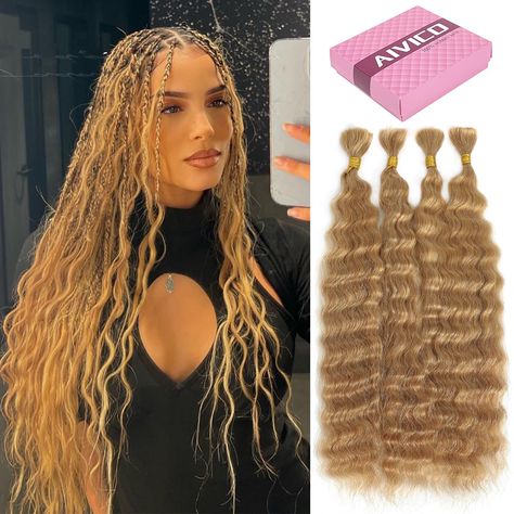 PRICES MAY VARY. Bulk Human Hair for Braiding Material：100% Brazilian Human Hair comes from young girls. Softer, more natural more suitable for skin. More advanced than other material. Can be dyed and bleached to make Nice Texture：(Color):Natural Black/#27/#99j. (Length): 18”20”22” 24” for Choosing. 100g(+/-5g)/each packs，The micro braiding hair human hair No weft,no tangle,no shedding.The hair extensions is Bouncy and glossy：AIVICO human braiding hair very clean, natural, soft and easy to be br Fenty Photoshoot, Wavy Hair With Braid, Human Hair For Braiding, Hair Extentions, Braided Ponytail Hairstyles, Weft Hair Extensions, Small Braids, Protective Hairstyles Braids, Human Braiding Hair