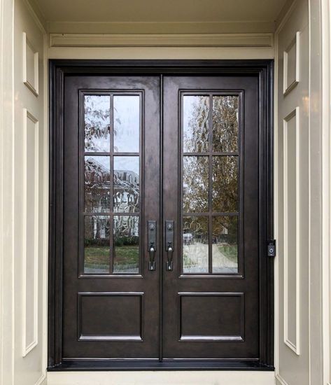 PS-2771 | Double Iron Doors | Clark Hall Doors Double Doors Exterior, Custom Front Doors, French Doors Exterior, Double Entry Doors, Front Patio, Front Entry Doors, Front Door Design, Exterior Stone, Living Room Remodel