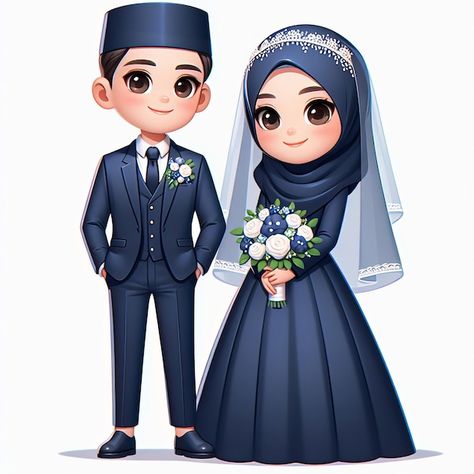 MUSLIM COUPLE, 145 Best Premium Graphics on Freepik Wedding Couple Cartoon Cute, Wedding Cartoon Illustration, Muslim Couple Cartoon, Cute Muslim Couple Pics, Muslim Wedding Couple, Save The Date Fonts, Pakistani Mehndi Designs, Cartoon Wedding, Couple Illustration Wedding