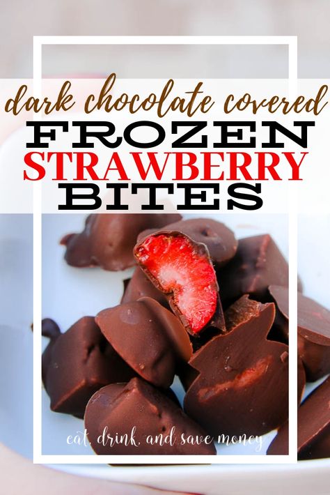 Strawberry Chocolate Bites, Frozen Chocolate Covered Strawberries, Frozen Chocolate Strawberries, Healthy Chocolate Covered Fruit, Chocolate Strawberry Bites, Frozen Strawberry Snacks, Frozen Chocolate Covered Fruit, Tru Fru Strawberries Recipe, Chocolate Covered Fruit Ideas