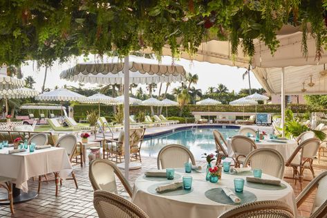 Preppy Beach Style, Palm Beach Restaurants, Colony Hotel, The Colony Hotel, Brunch Places, Pink Paradise, Hotel Concept, The Colony, Modern Hotel