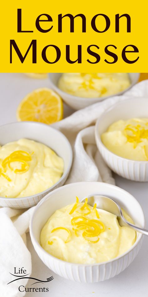 Lemon Desserts Gluten Free, Lemon Gelatin Recipes, Cottage Cheese Lemon Mousse, Lemon Mousse Recipe Desserts, Lemon Mousse Dessert, Easy Lemon Mousse, Vegan Lemon Mousse, Lemon Pudding Dessert, Simple Lemon Mousse