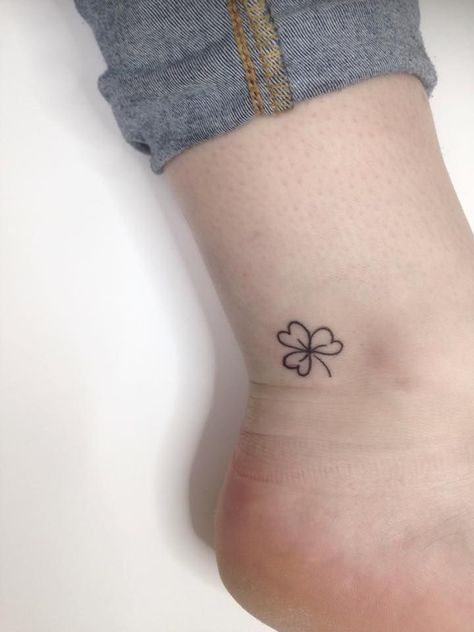 , Small Shamrock Tattoo Irish Simple, Shamrock Outline Tattoo, Shamrock Ankle Tattoo, Fine Line Shamrock Tattoo, Small Shamrock Tattoo, Ireland Tattoo Ideas, Irish Shamrock Tattoo, Shamrock Tattoo, Ireland Tattoo