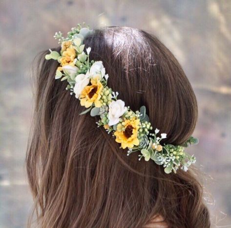 Eucalyptus Crown, Sunflower Crown, Sunflower Wedding Decorations, Boho Flower Crown, Bridal Halo, Crown Baby, Sunflower Wedding Invitations, Bridal Flower Crown, Yellow Sunflowers