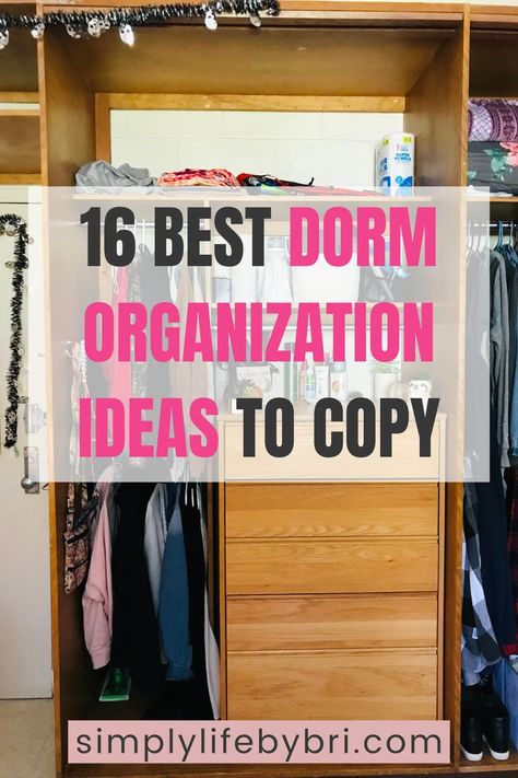 dorm organization ideas Dorm Organization Ideas, Dorm Room List, Dorm Room Organization Ideas, Tacky Decor, College Dorm Diy, College Dorm Room Organization, Best College Dorms, Dorm Room Essentials List, College Dorm Checklist