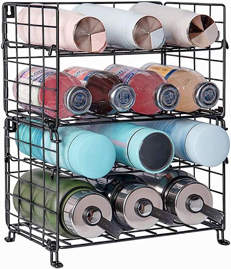 Amazon.com: X-cosrack Adjustable Water Bottle Organizer,4-Tier Wall-Mounted Water Bottle Holder, Stackable Water Bottle Storage Rack for Kitchen Countertops,Pantry, Cabinet,Black(Patent No.: US D950,280 S) : Home & Kitchen Water Bottle Storage Rack, Storing Water Bottles, Water Bottle Organizer, Stackable Wine Racks, Bottle Organizer, Water Bottle Organization, Water Bottle Storage, Kitchen Cabinets And Countertops, Wine Rack Storage